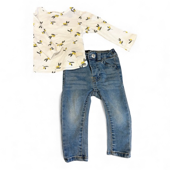 7 For All Mankind Kids 3PC Girls Outfit Set 12M Coat/LS Tee/Jeans - Picture 5 of 8